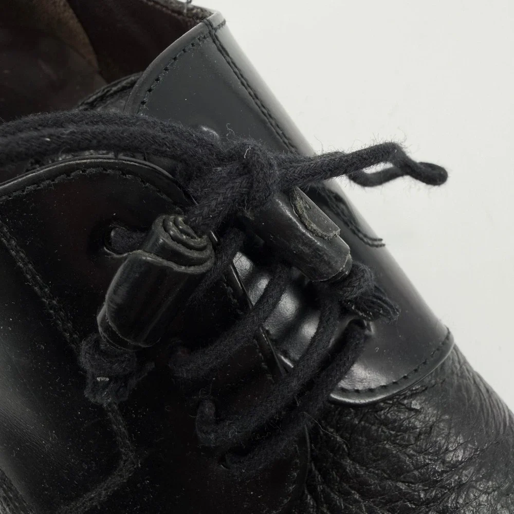 Mezlan‎ Mens Black Leather Cap Toe Textured Oxford Dress Shoes 9.5 M Spain